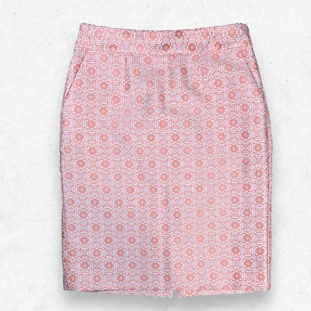 Banana Republic Peach and Cream Geometric Print Skirt with Pockets‎ Size 4